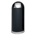 Indoor Waste Receptacles | Safco 9636BL 15-Gallon Steel Dome Top Receptacle with Spring-Loaded Door - Black image number 0