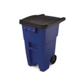 Outdoor Waste Receptacles | Rubbermaid Commercial FG9W2700BLUE Brute 50 Gallon Square Plastic Rollout Container - Blue image number 2