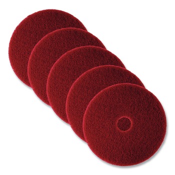 3M 5100-20 20 in. Low-Speed Buffer Floor Pads - Red (5/Carton)