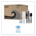 Cutlery Kits | Boardwalk BWKFKTNSMWPSBLA 6-Piece Condiment/Fork/Knife/Napkin/Teaspoon Cutlery Kit - Black (250/Carton) image number 4