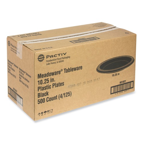 Plates | Pactiv Corp. MI10EY Meadoware 10.25 in. Diameter Plate Impact Plastic Dinnerware - Black image number 0