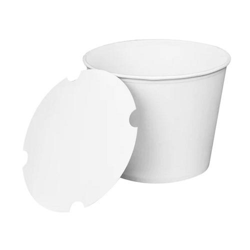 Food Containers & Lids | Karat C-FB130W_BUNDLE 8.46 in. x 6.6 in. 130 oz. Paper Food Bucket with Lid - White (150/Carton) image number 0