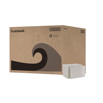 SCOURING PADS AND STICKS | Boardwalk 98BWK LD 6 in. x 9 in. Light Duty Scour Pad - White (20/Carton)