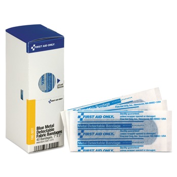 First Aid Only FAE-3011 1 in. x 3 in. Metal Detectable Bandages Refill for SmartCompliance General Cabinet - Blue (40/Box)