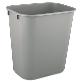 Rubbermaid Commercial FG295500GRAY 3.5-Gallon Rectangular Deskside Plastic Wastebasket - Gray