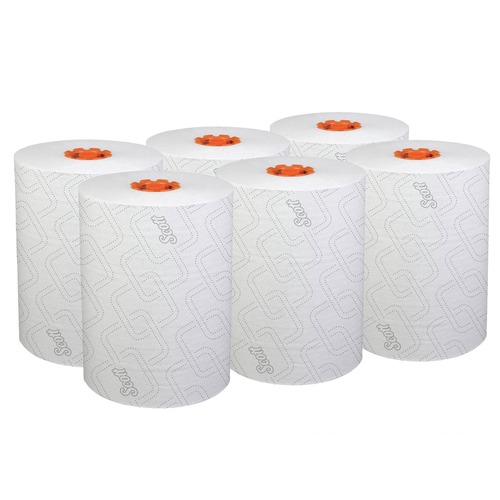 Perforated Roll & Hand Towels | Scott 47035 1-Ply 8 in. x 580 ft. Slimroll Towels - White/Orange Core (6/Carton) image number 0