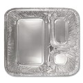 Food Containers & Lids | Handi-Foil 2045-35-250W 8.5 in. x 6.38 in. x 1.47 in. 24 oz. 3-Compartment Aluminum Oblong Container with Lid - Silver (250/Carton) image number 2