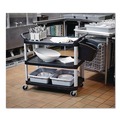 Carts | Rubbermaid Commercial FG342488BLA 18-5/8 in. x 33-5/8 in. x 37-3/4 in. Three-Shelf Economy Plastic Cart - Black image number 4