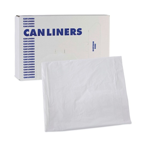 Low-Density Trash Bags | Boardwalk H4823MWK 24 in. x 23 in. 10 gal. 0.5 mil Linear Low Density Industrial Can Liners - White (500/Carton) image number 0