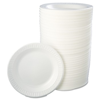Dart 10PWQR 10.25 in. Quiet Classic Laminated Foam Dinnerware Plate - White - (500/Carton)
