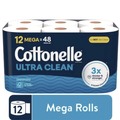 Toilet Tissues | Cottonelle 55480 Ultra CleanCare 1-Ply Septic Safe Strong Bath Tissue Toilet Paper - White (4/Carton) image number 4