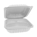 Food Containers & Lids | Pactiv Corp. YCNW0853 EarthChoice 8.5 x 8.5 x 3.1 3-Compartment Plastic Vented Microwavable MFPP Hinged Lid Container - White (146/Carton) image number 4