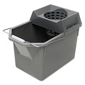 Buckets & Wringers | Rubbermaid Commercial FG619400STL 15 qt. Pail/Strainer Combination - Steel Gray image number 0