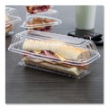 Food Containers & Lids | Dart C99HT1 Showtime 5.1 in. x 9.9 in. x 3.5 in. 29.9 oz. Hinged Plastic Hoagie Containers - Clear (200/Carton) image number 5