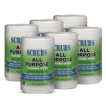  | SCRUBS 96580 9 x 12 All Purpose Cleaning Wipes - White/Citrus Scent (6/Carton)