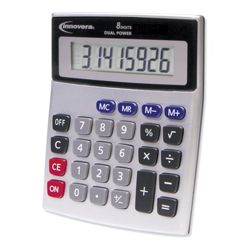 CLEARANCE | Innovera IVR15927 Dual Power 8-Digit LCD Desktop Calculator