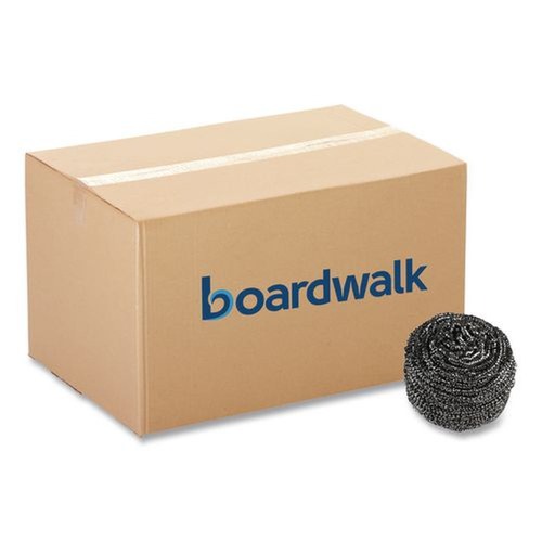 Grill Scrubbers | Boardwalk BWKSCRUBBER 3.93 in. x 1.96 in. Stainless Steel Scrubber - Silver (72/Carton) image number 0