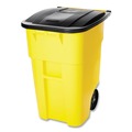 Outdoor Waste Receptacles | Rubbermaid Commercial FG9W2700YEL 50 Gallon Molded Plastic Square Brute Rollout Container - Yellow image number 2