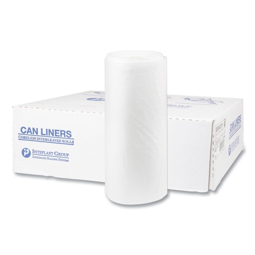 High-Density Trash Bags | Inteplast Group S386022N 60 gal. 22 microns 38 in. x 60 in. High-Density Interleaved Commercial Can Liners - Clear (25 Bags/Roll, 6 Rolls/Carton) image number 0
