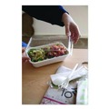 Food Containers & Lids | Eco-Products EP-SCRC32NFA 32 oz 4.71 in. x 7.01 in. x 1.04 in. Sugarcane Fiber WorldView Vanguard Rectangular Container - White (400/Carton) image number 6