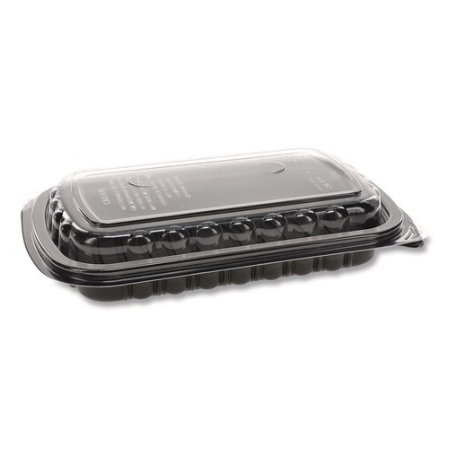 Food Containers & Lids | Pactiv Corp. 0CNC10700DZY MealMaster 10 x 7.1 x 2.1 Rib Container - Black/Clear (90/Carton) image number 0
