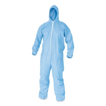 PRODUCTS | KleenGuard 45324 A65 Zipper Front Flame-Resistant Hooded Coveralls with Elastic Wrist and Ankles - X-Large/Blue (25/Carton)