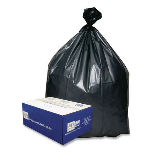 Low-Density Trash Bags | Platinum Plus 1507255 56 Gallon 1.55 mil 43 in. x 48 in. Can Liners - Gray (50/Carton) image number 0