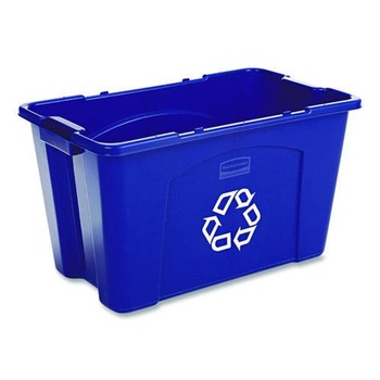 Rubbermaid Commercial FG571873BLUE 18 Gallon Polyethylene Stacking Recycle Bin - Blue