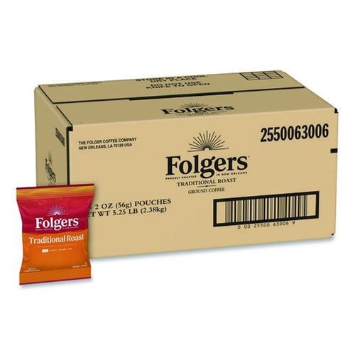 Coffee - Caffeinated | Folgers 2550063006 2 oz. Traditional Roast Ground Coffee Fraction Packs (42/Carton) image number 0