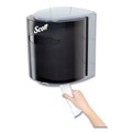 Towel Dispensers | Scott 09989 10.3 in. x 9.3 in. x 11.9 in. Roll Control Center Pull Towel Dispenser - Smoke/Gray image number 2