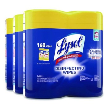 LYSOL Brand 19200-80296 1-Ply 7 in. x 7.25 in. Disinfecting Wipes - Lemon and Lime Blossom Scent, White (3/Carton)