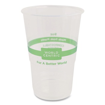 World Centric CP-CS-9 9 oz PLA Plastic Cold Cups - Clear (2000/Carton)