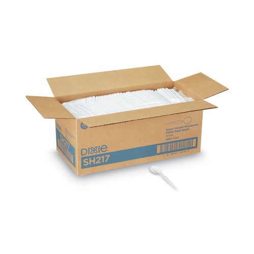 Disposable Spoons | Dixie SH217 Heavyweight Polystyrene Soup Spoons - White (1000/Carton) image number 0