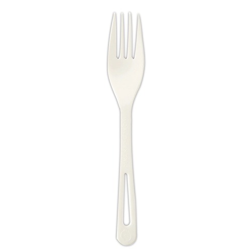 Disposable Forks | World Centric FOPS6 6.3 in. TPLA Compostable Cutlery Fork - White (1000/Carton) image number 0