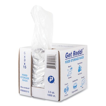 FOOD CONTAINERS PACKAGING | Inteplast Group PB060315 6 in. x 3 in. x 15 in. 112 oz. Food Bags - Clear (1000/Carton)