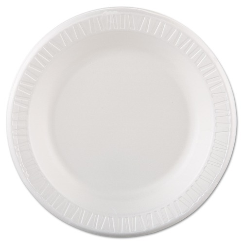 Plates | Dart 10PWQR 10.25 in. Quiet Classic Laminated Foam Dinnerware Plate - White - (500/Carton) image number 0