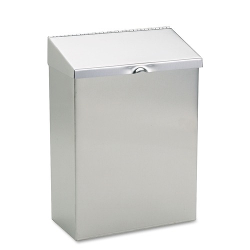 Indoor Waste Receptacles | HOSPECO ND-1E 8 in. x 4 in. x 11 in. Wall Mount Sanitary Napkin Receptacle - Stainless Steel image number 0
