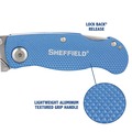 Knives & Multi-Purpose Tools | Great Neck 12113 2 in. Blade 3.5 in. Aluminum Handle 1 Utility Blade Sheffield Folding Lockback Knife - Blue image number 4