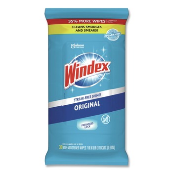 Windex 378032 7 in. x 8 in. Glass and Surface Cloth Wet Wipe - Unscented, White (12 Packs/Carton)
