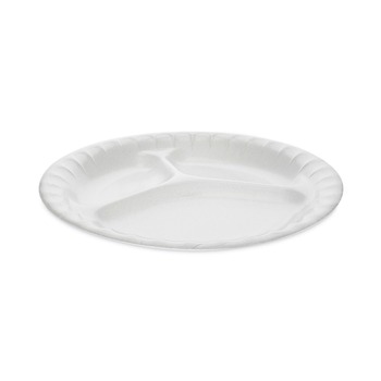 TABLETOP | Pactiv Corp. 0TK100110000 8.88 in. 3-Compartment Placesetter Deluxe Laminated Foam Plate - White (500/Carton)