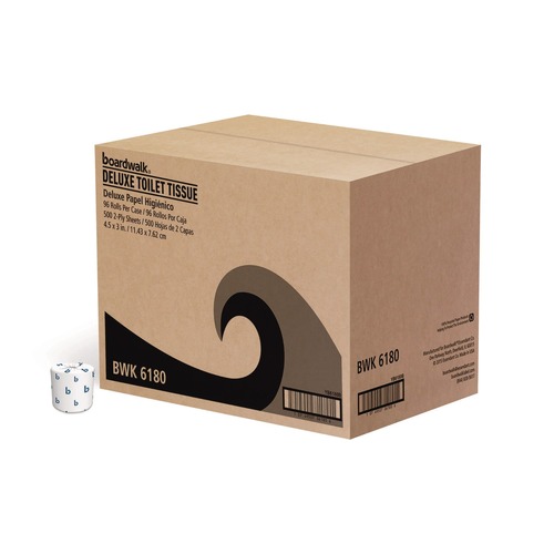 Toilet Tissues | Boardwalk B6180 2-Ply Septic Safe 125 ft. Roll Length Toilet Tissue - White (96/Carton) image number 0