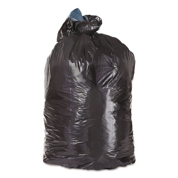 Trinity Plastics 100582 43 in. x 47 in. 56-Gallon 1.25 millimeter Flat Pack Low-Density Can Liners - Black (100/Carton)