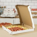 Pizza Boxes | Karat FP-PBF16W 16 in. x 16 in. x 1.97 in. Corrugated Paper Boxes - White/Brown (50/Bundle) image number 8