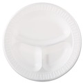 Plates | Dart 10CPWQR 10.25 in. Diameter 3 Compartment Quiet Class Laminated Foam Dinnerware Plates - White (500/Carton) image number 1