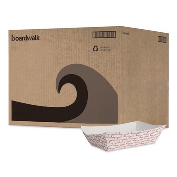 Boardwalk BWK30LAG500 5 lbs. Capacity Paper Food Baskets - Red/White (500/Carton)