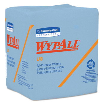WypAll 05776 L40 1/4 Fold 12.5 in. x 12 in. Wiper - Blue (56/Box, 12 Boxes/Carton)