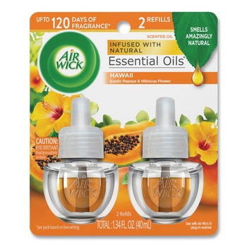 Air Wick 62338-85175 0.67 oz Scented Oil Twin Refill - Hawai'i Exotic Papaya/Hibiscus Flower (2/Pack)