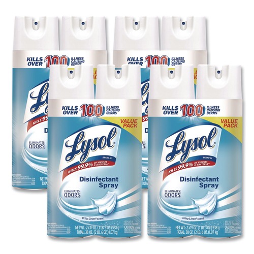 Disinfecting & Cleaning Solutions | LYSOL Brand 19200-99608 19 oz. Aerosol Spray Disinfectant Spray - Crisp Linen (4/Carton) image number 0