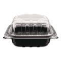 Perforated Roll & Hand Towels | Karat FP-PHC66PP-1C Polypropylene Plastic Hinged Container 6 x 6 x 3 Black/Clear Plastic 50/Pack 6 Packs/Carton image number 4