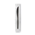 Disposable Knives | Dixie KM5W540 Grab'N Go Wrapped Cutlery Knives - Black (90/Pack) image number 1